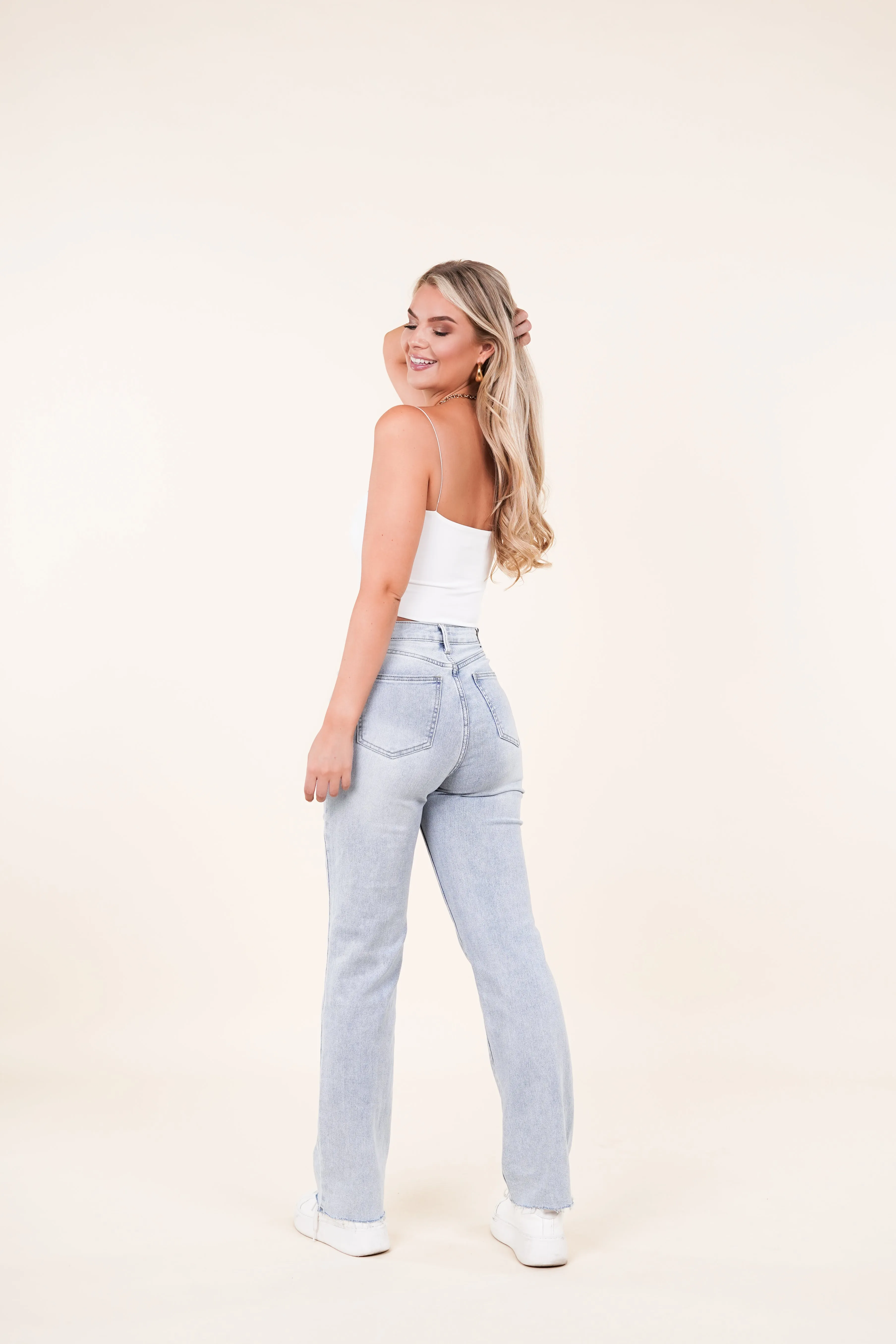 Straight leg jeans met destroyed details blauw - Pam