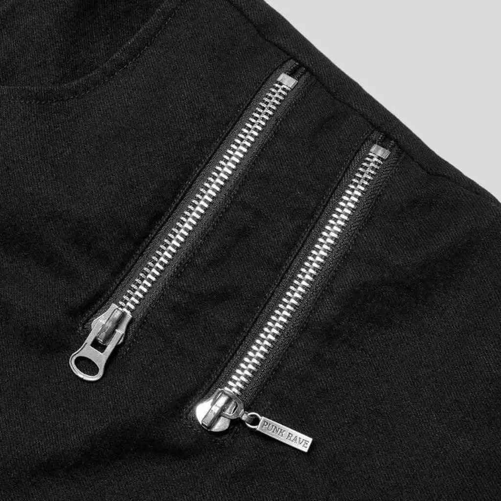 Straight zipper-button jeans
 for men
