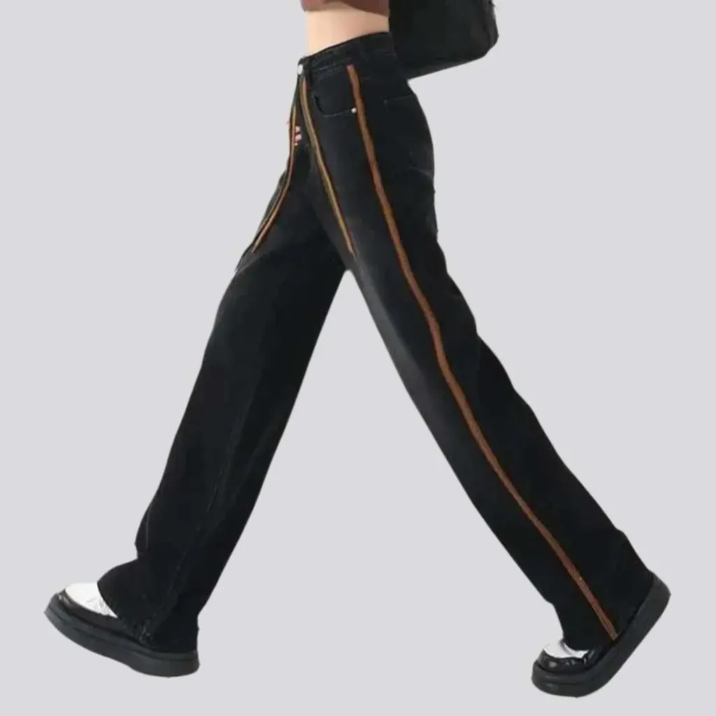 Straight zipper-button jeans