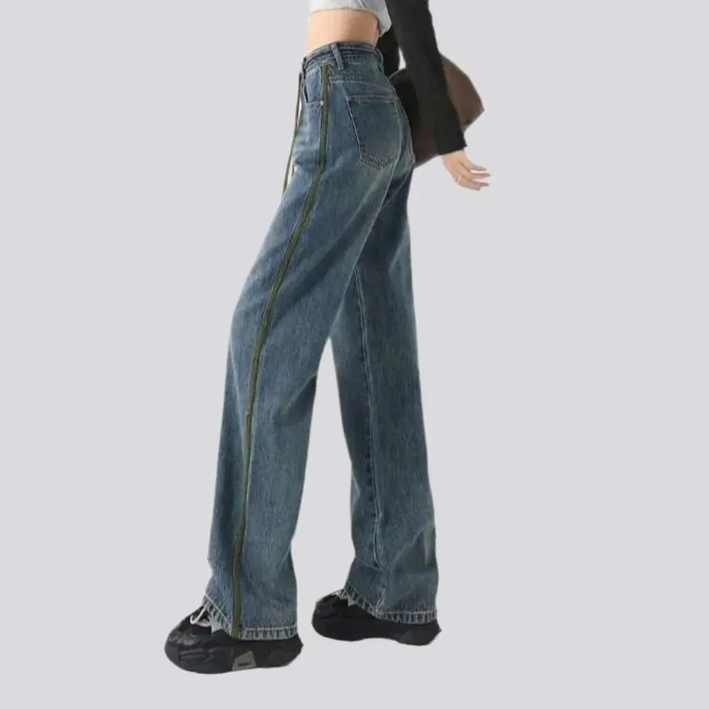Straight zipper-button jeans