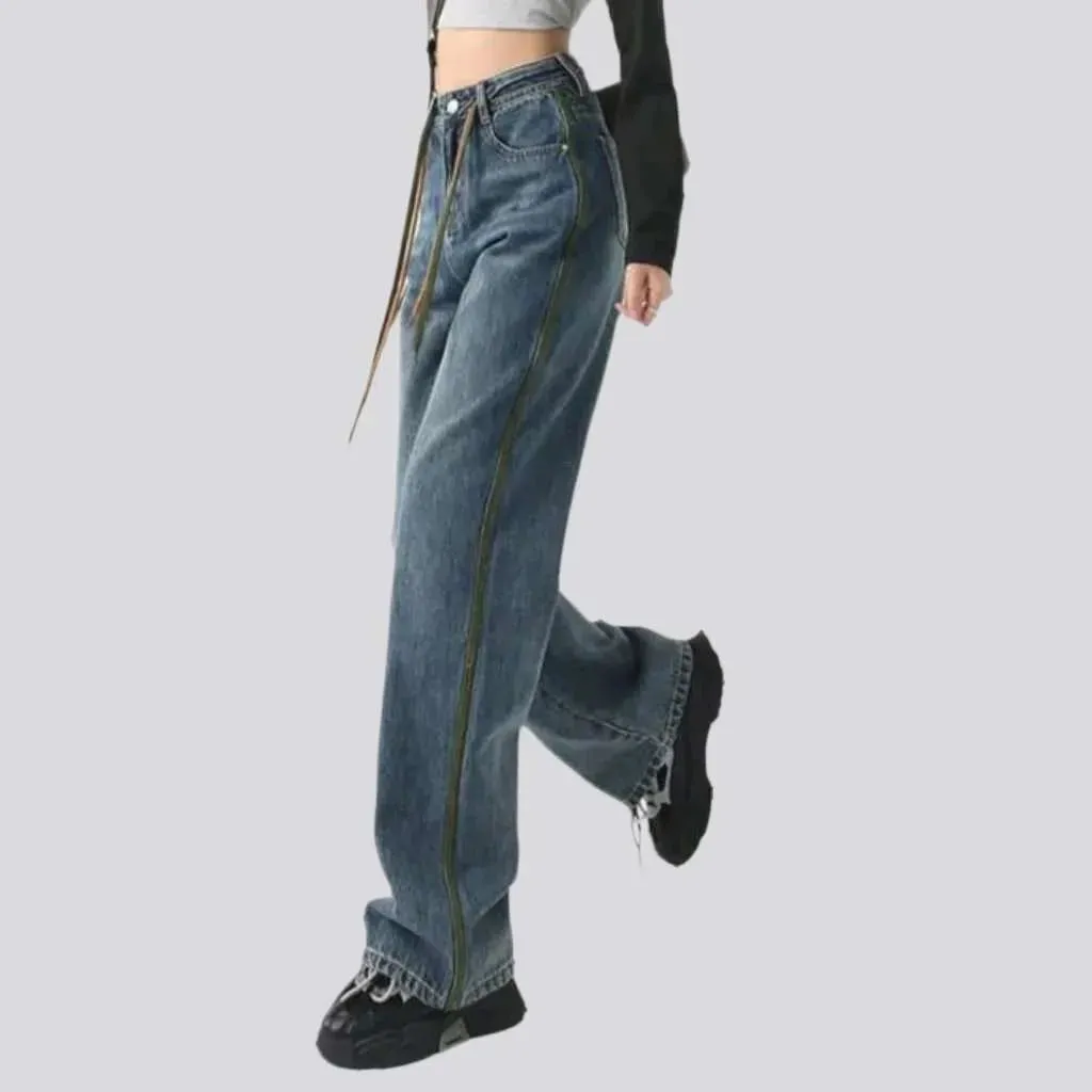 Straight zipper-button jeans