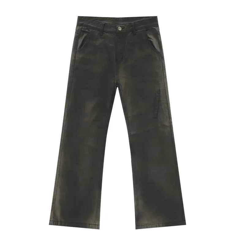 Summer Male Jeans Gradient Color Slant Pocket Design Casual Straight Wide Leg Men's Denim Pants Hight Street 9C6501