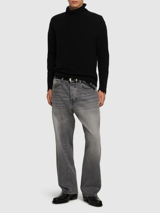 SUNFLOWER   L32 Black stone wide twist jeans 