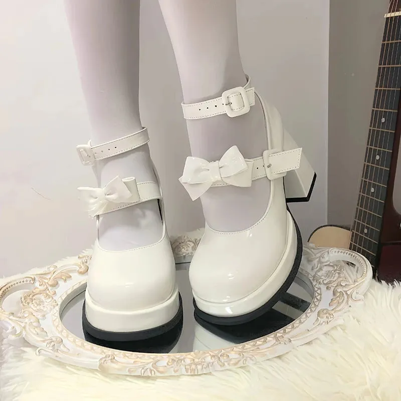 Sweet Girl Style Bow Decoration Gradient Color Lolita High Heels