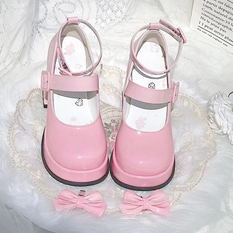 Sweet Girl Style Bow Decoration Gradient Color Lolita High Heels
