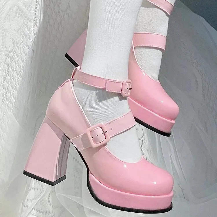 Sweet Girl Style Bow Decoration Gradient Color Lolita High Heels