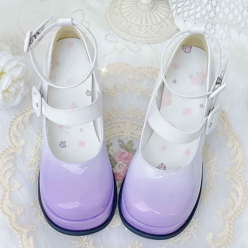 Sweet Girl Style Bow Decoration Gradient Color Lolita High Heels
