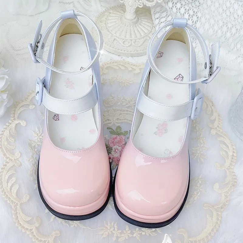 Sweet Girl Style Bow Decoration Gradient Color Lolita High Heels