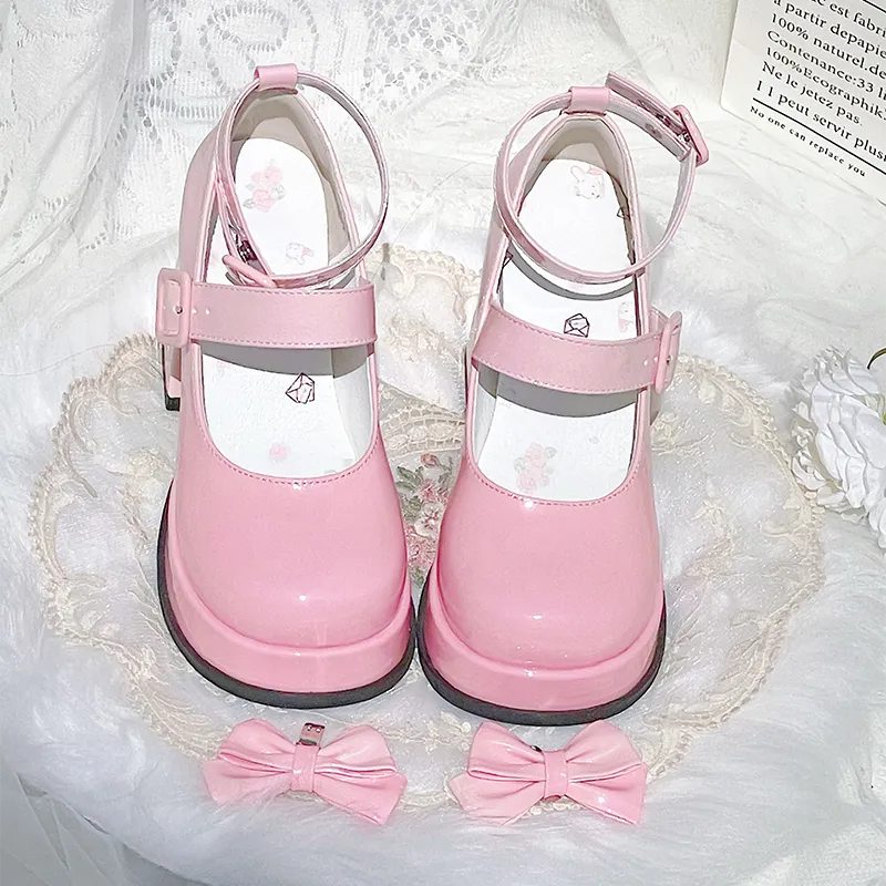 Sweet Girl Style Bow Decoration Gradient Color Lolita High Heels