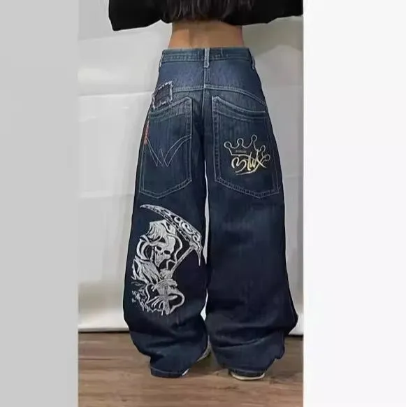 Toleet 90s streetwear American High Street Hip Hop Embroidered Gradient Loose Straight Jeans Men's Casual All-Match Slim Jeans