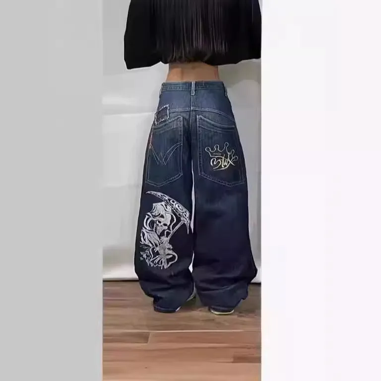 Toleet 90s streetwear American High Street Hip Hop Embroidered Gradient Loose Straight Jeans Men's Casual All-Match Slim Jeans