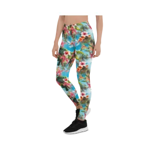 Tropical Beach Flower Leggings