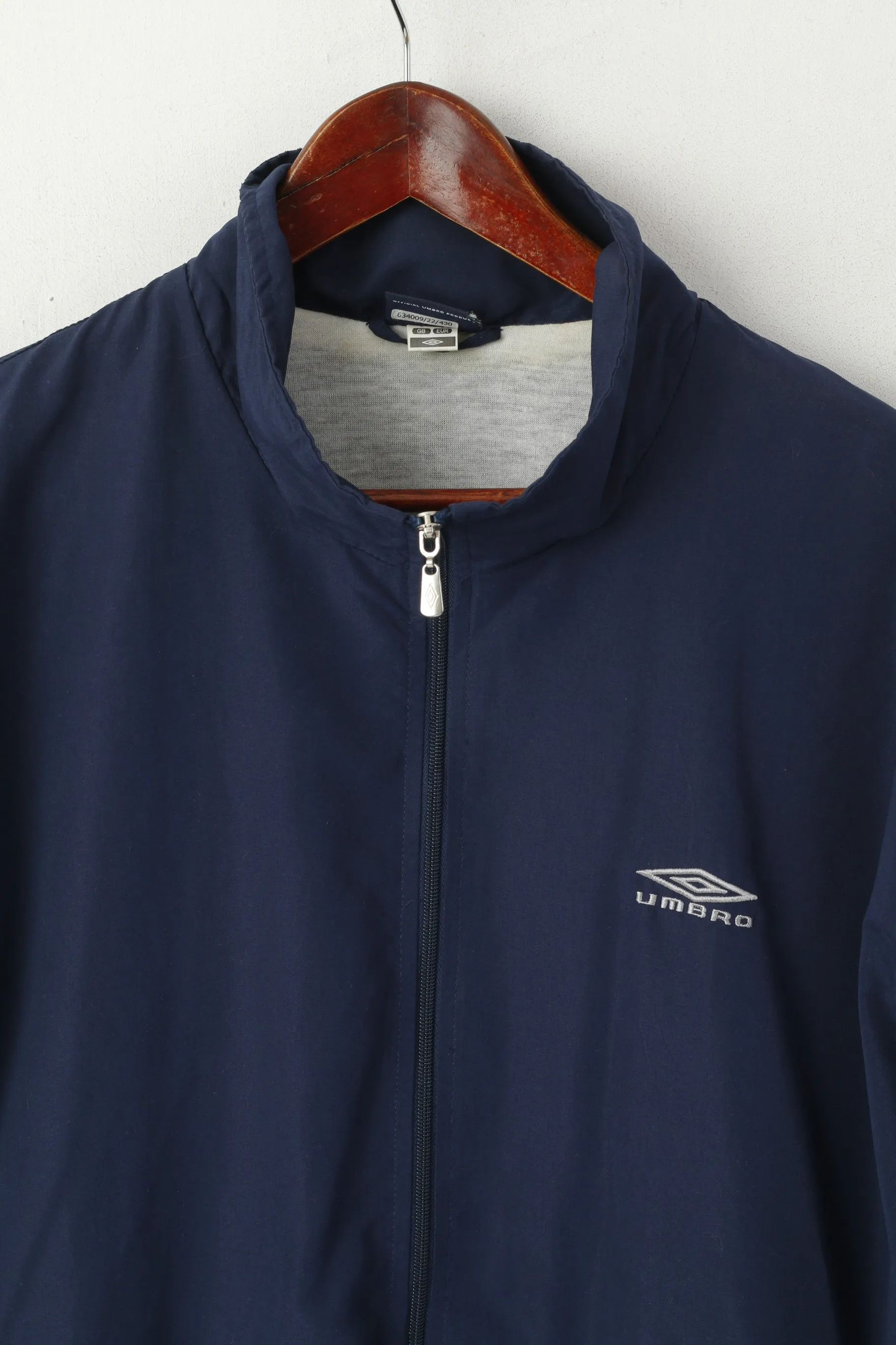 Umbro Men L Jacket Navy Vintage Sportswear Bomber Full Zip Traning Track Top
