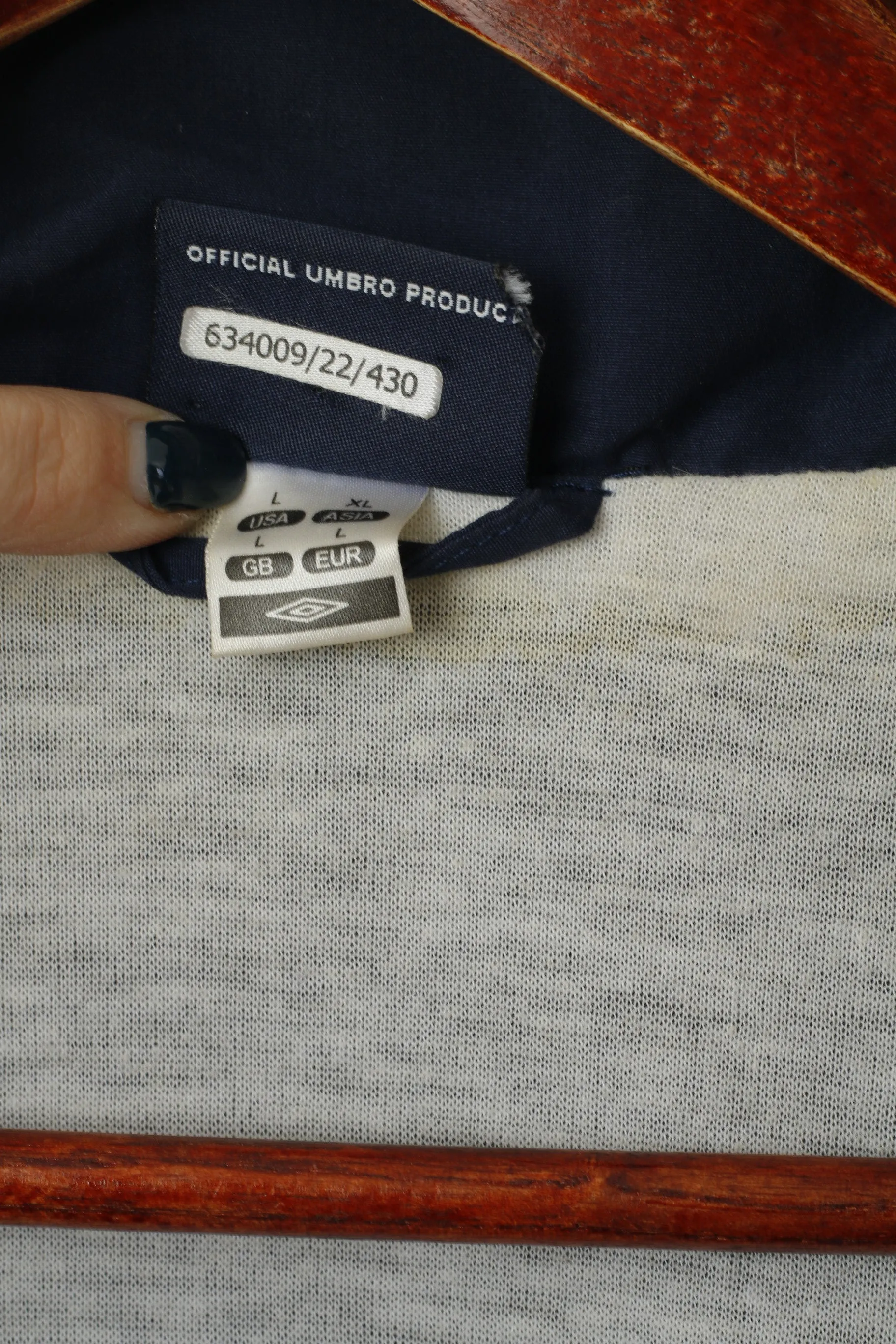 Umbro Men L Jacket Navy Vintage Sportswear Bomber Full Zip Traning Track Top
