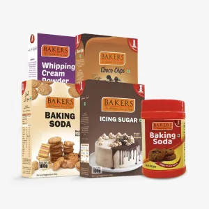 VANILLA CAKE MIX - BAKERS Baking Soda 100gm   BAKING Soda Jar 100gm  ICING SUGAR   CHOCO CHIPS    Whipping Cream Vanilla