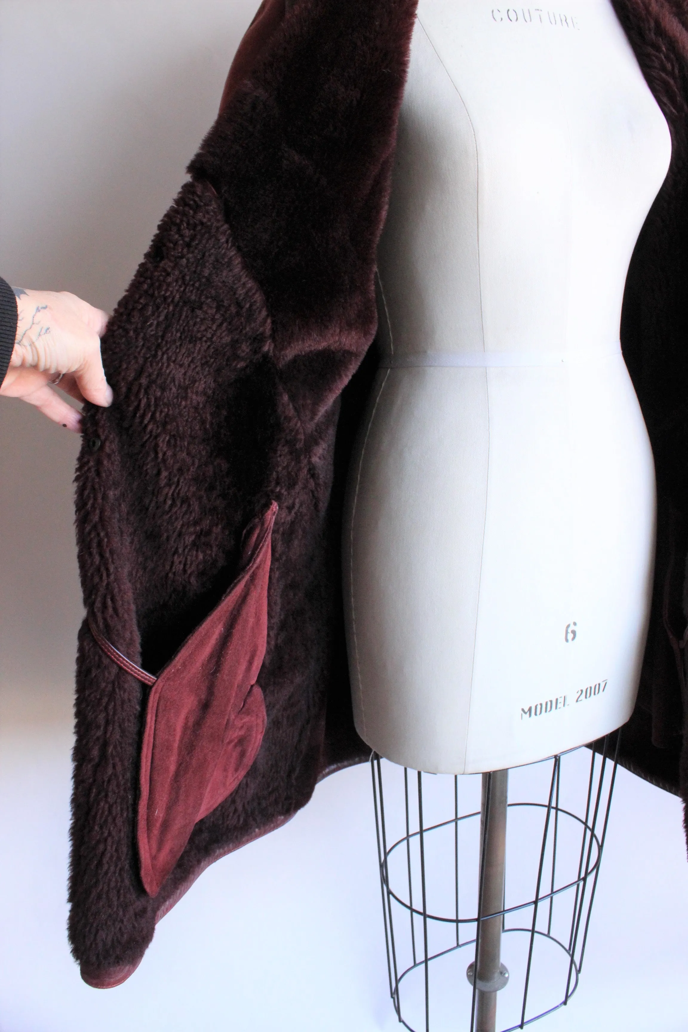 Vintage 1980s Burgundy Suede Coat