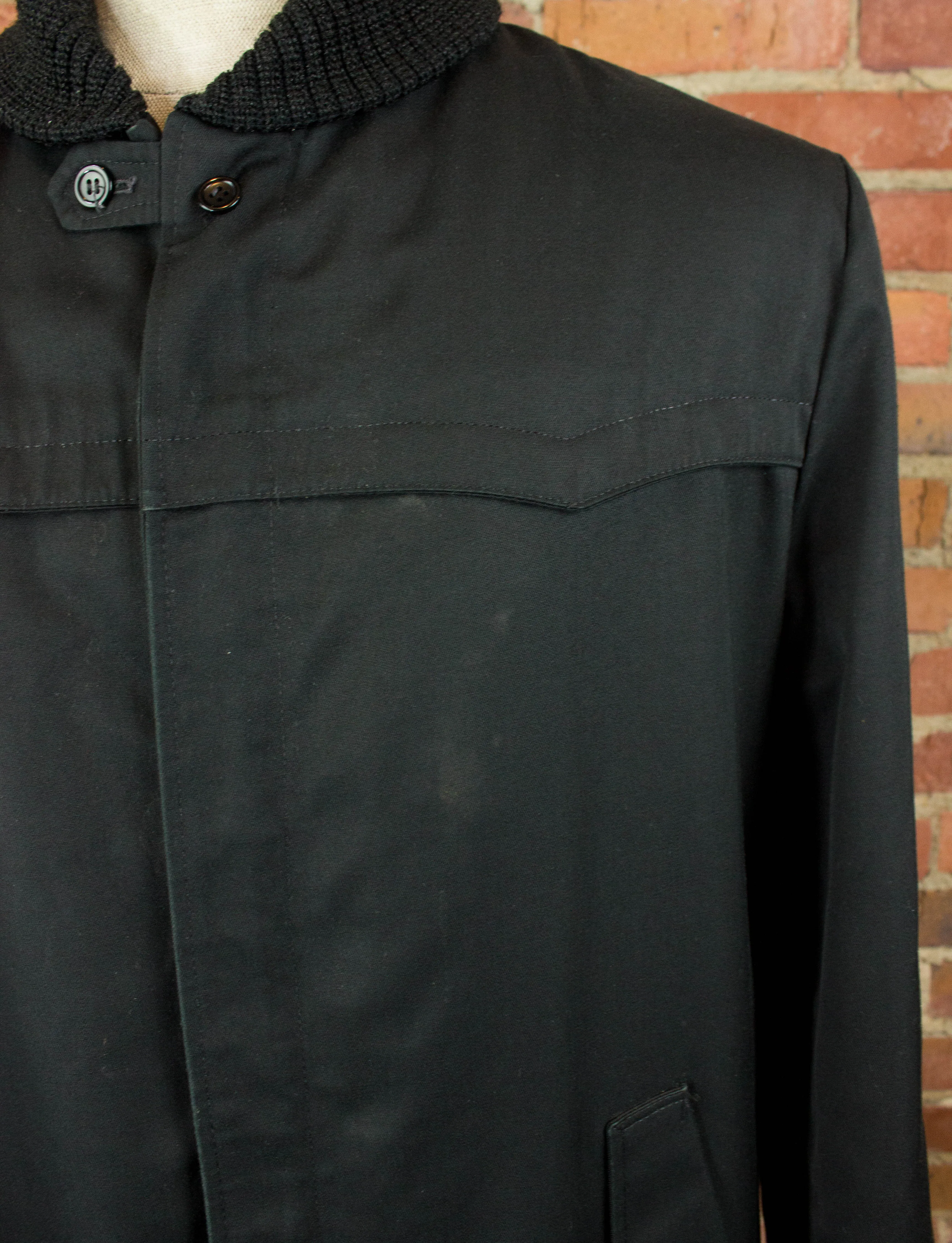 Vintage 60s Sears Black Shawl Collar Winter Coat Unisex Large