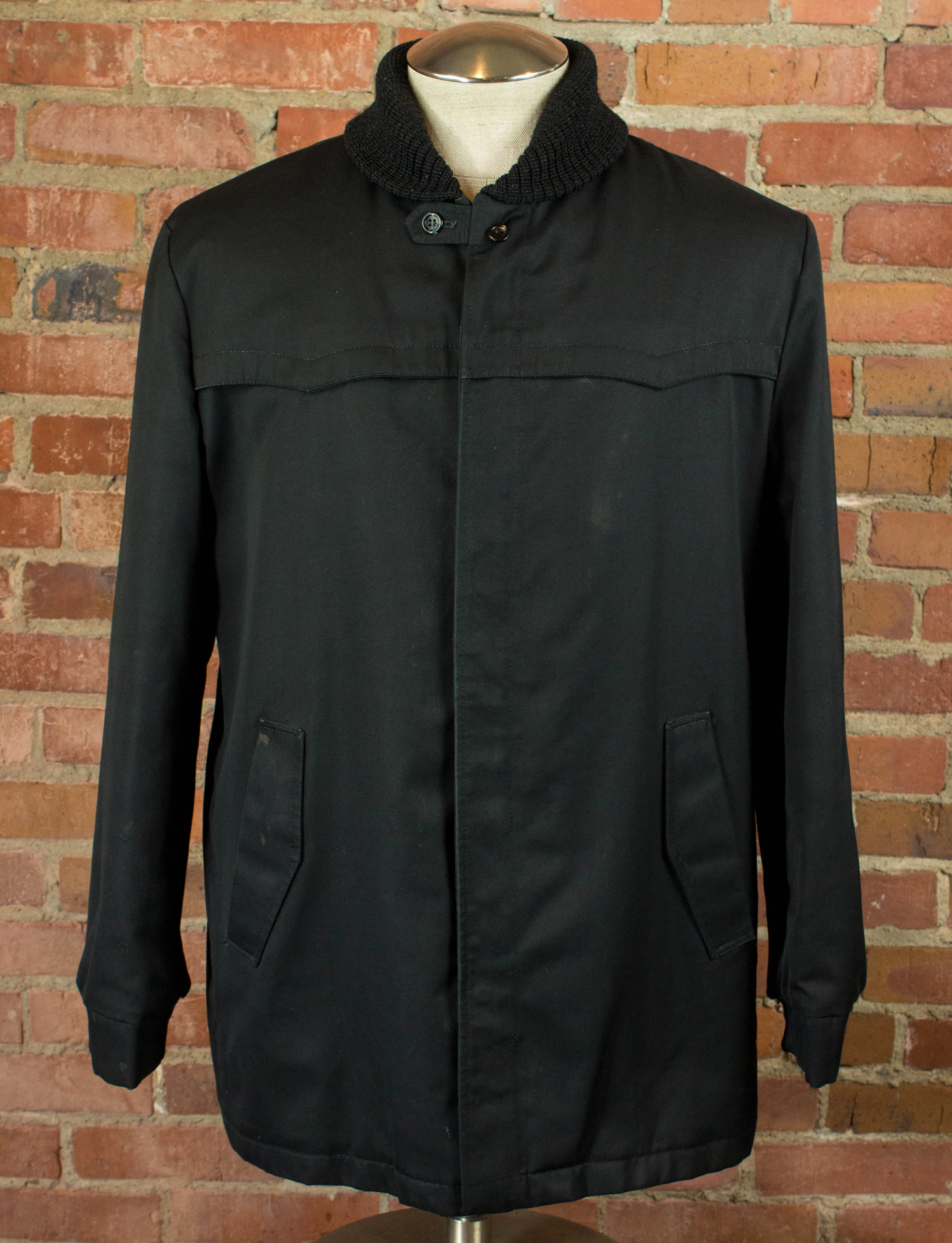 Vintage 60s Sears Black Shawl Collar Winter Coat Unisex Large