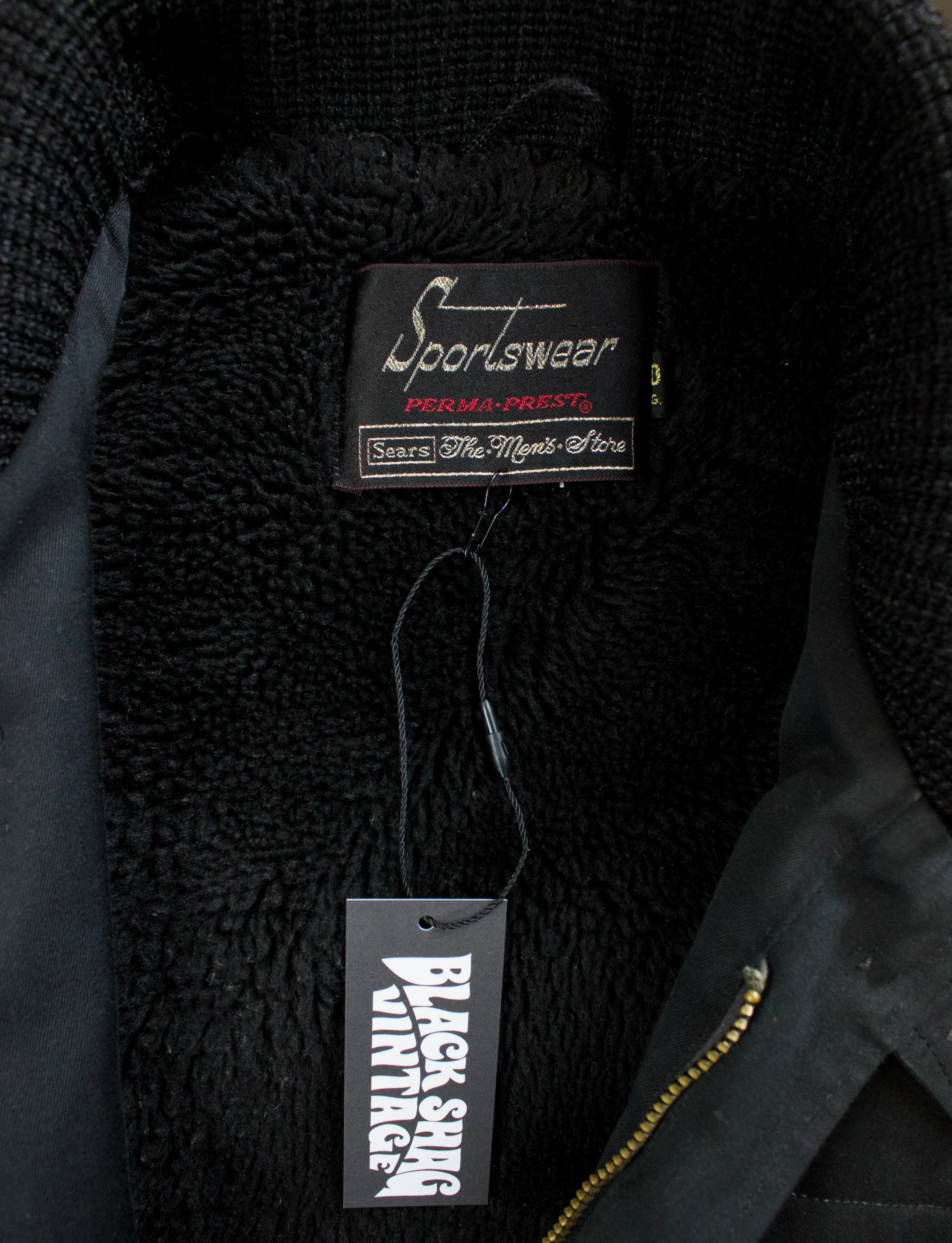 Vintage 60s Sears Black Shawl Collar Winter Coat Unisex Large