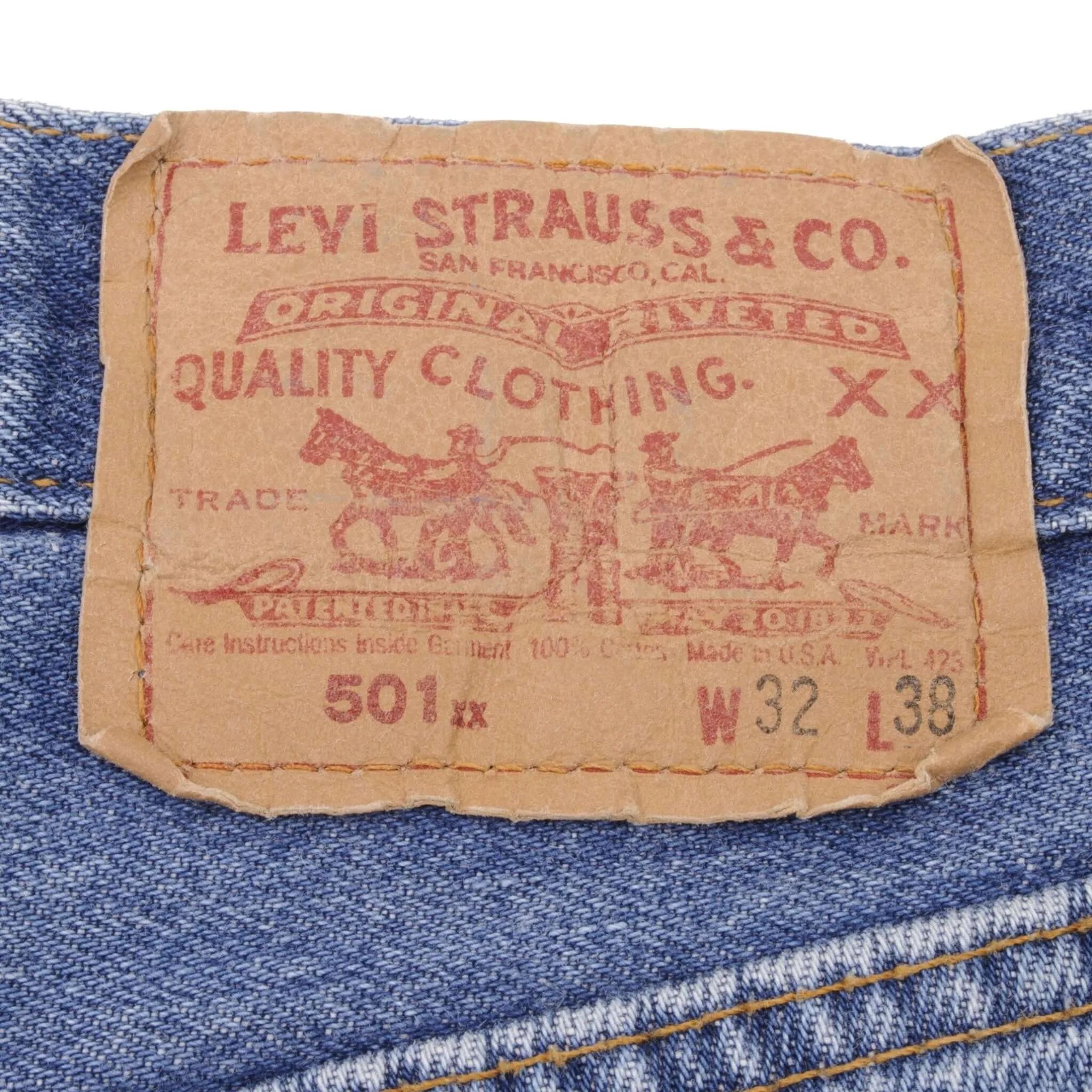 VINTAGE LEVIS 501 JEANS INDIGO 1980S SIZE W31 L34 MADE IN USA