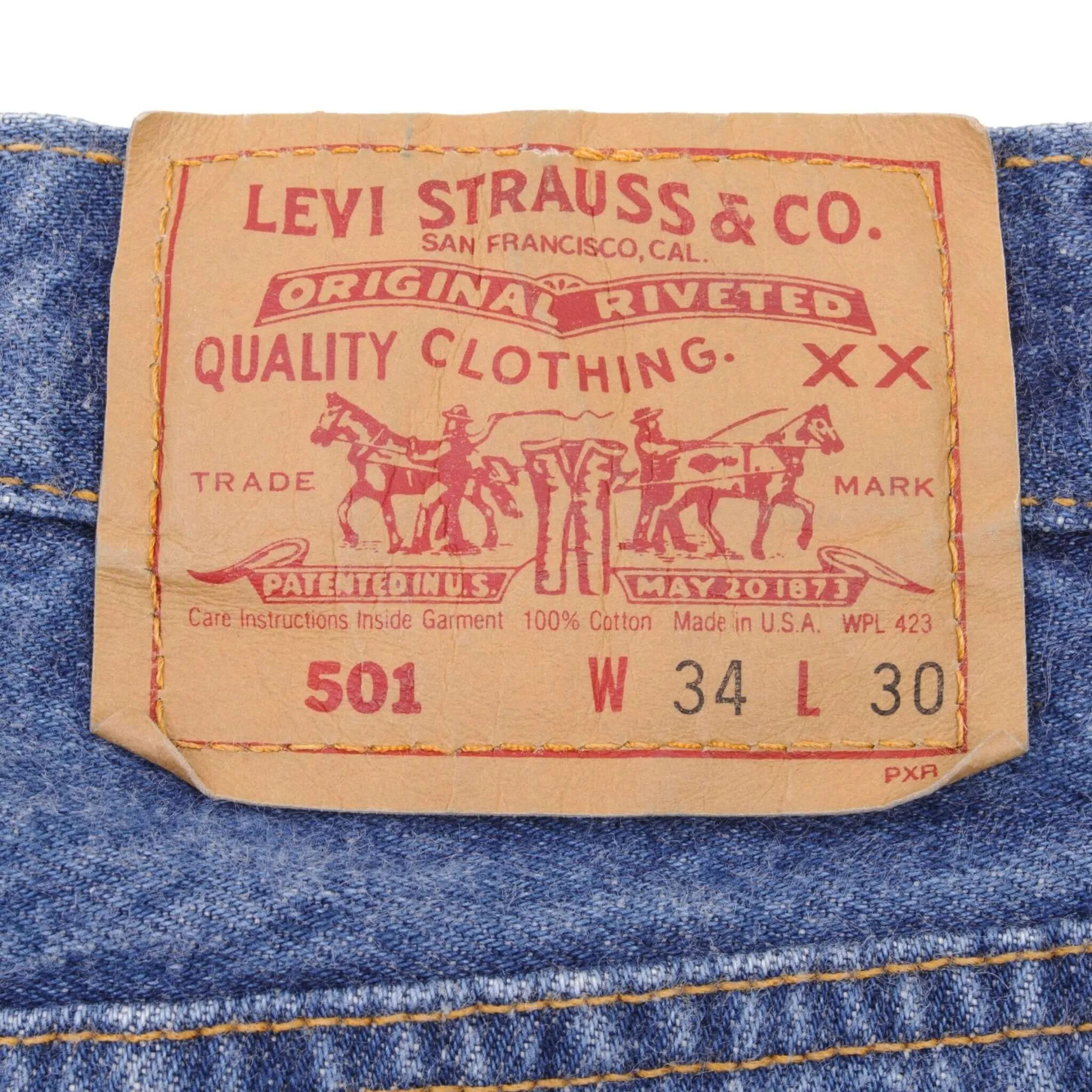 VINTAGE LEVIS 501 JEANS INDIGO 1980S SIZE W32 L26 MADE IN USA