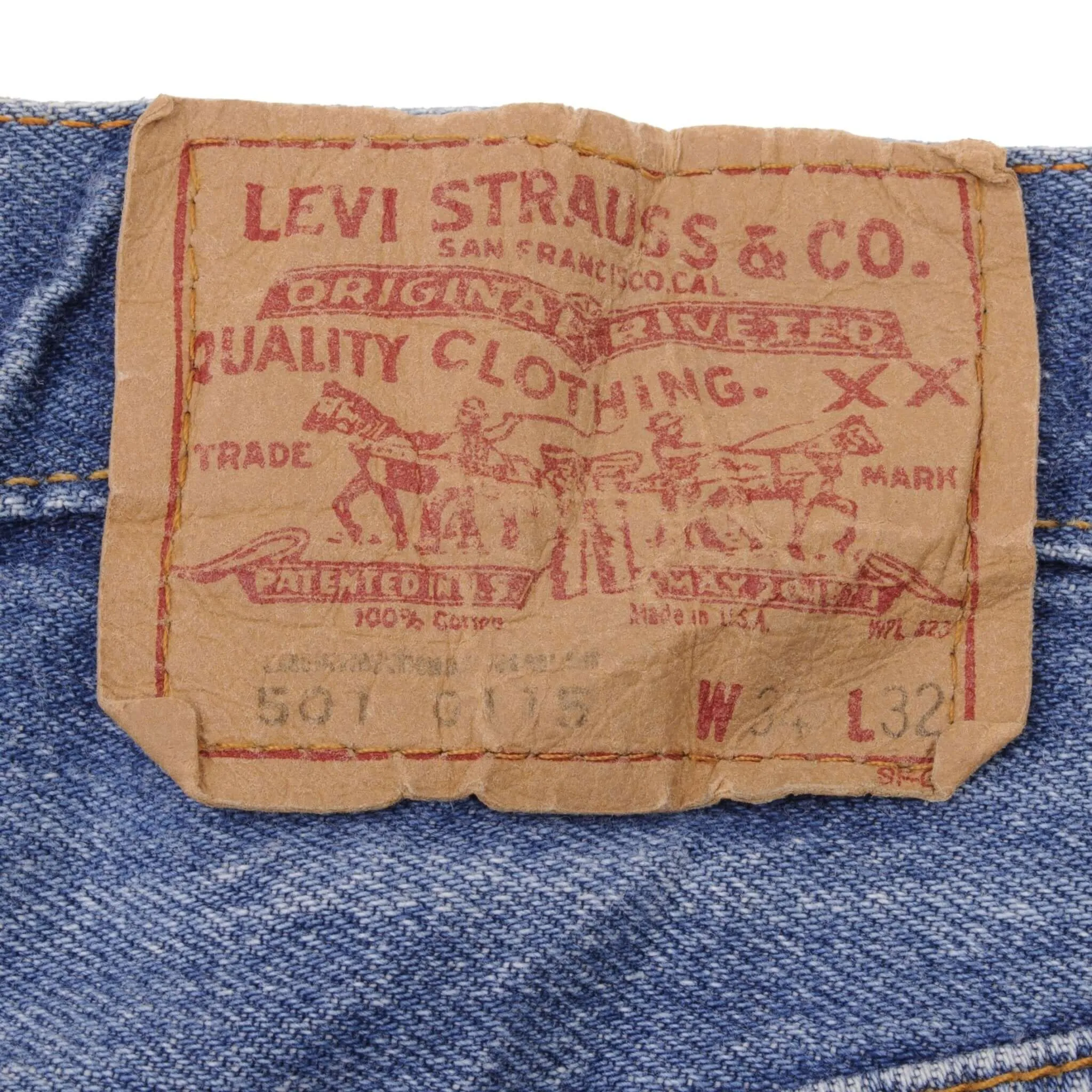 VINTAGE LEVIS 501 JEANS INDIGO 1980S SIZE W32 L32 MADE IN USA
