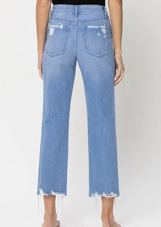 Vintage Vibes High Rise Straight Cropped Jeans