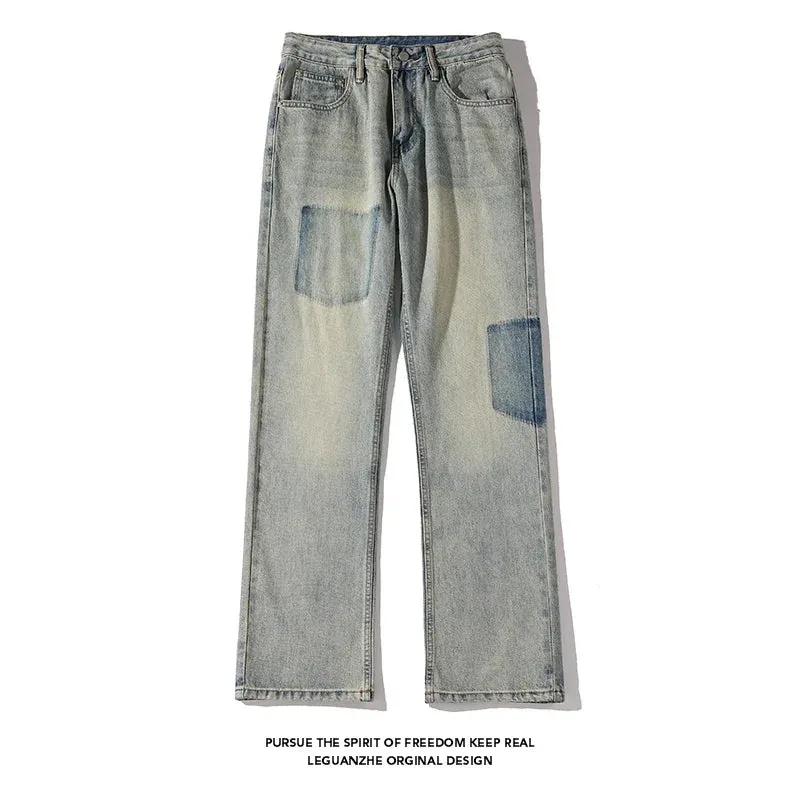 Wiaofellas  -  Men Jeans Washed Gradient Jeans Hip Hop Gothic Streetwear Harajuku Fashion Denim Pants Large Size Male Baggy Trousers