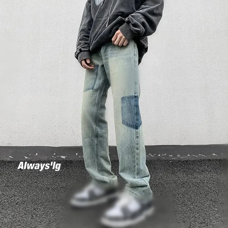 Wiaofellas  -  Men Jeans Washed Gradient Jeans Hip Hop Gothic Streetwear Harajuku Fashion Denim Pants Large Size Male Baggy Trousers