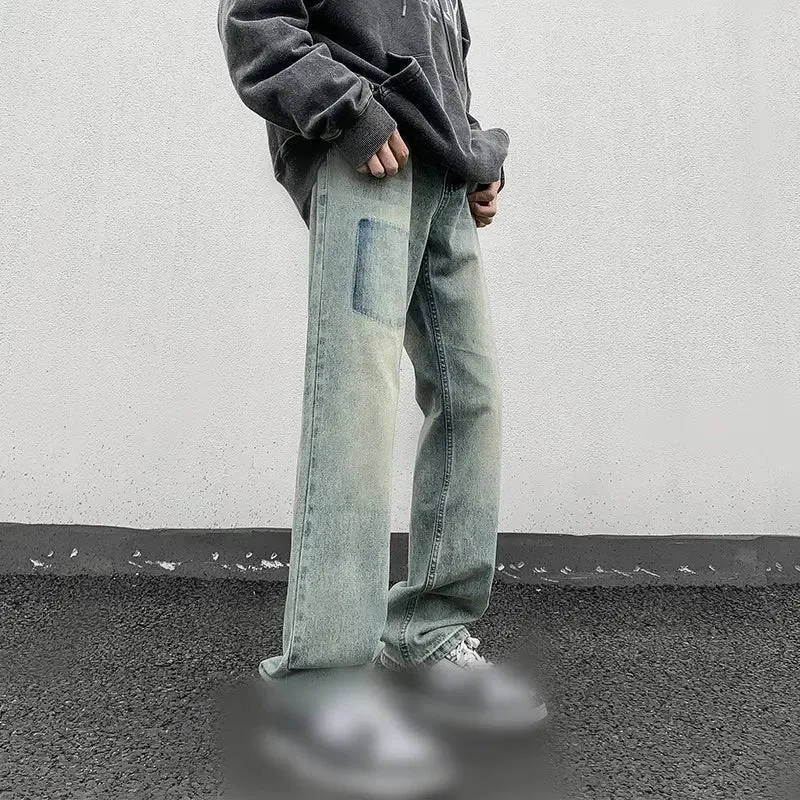 Wiaofellas  -  Men Jeans Washed Gradient Jeans Hip Hop Gothic Streetwear Harajuku Fashion Denim Pants Large Size Male Baggy Trousers