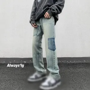 Wiaofellas  -  Men Jeans Washed Gradient Jeans Hip Hop Gothic Streetwear Harajuku Fashion Denim Pants Large Size Male Baggy Trousers