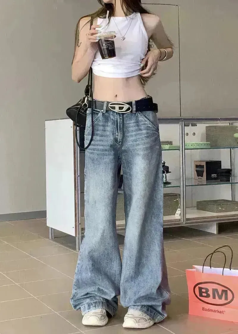 Wide leg  Baggy Cargo street Denim Jeans Pant Boyfriend jeans trouser