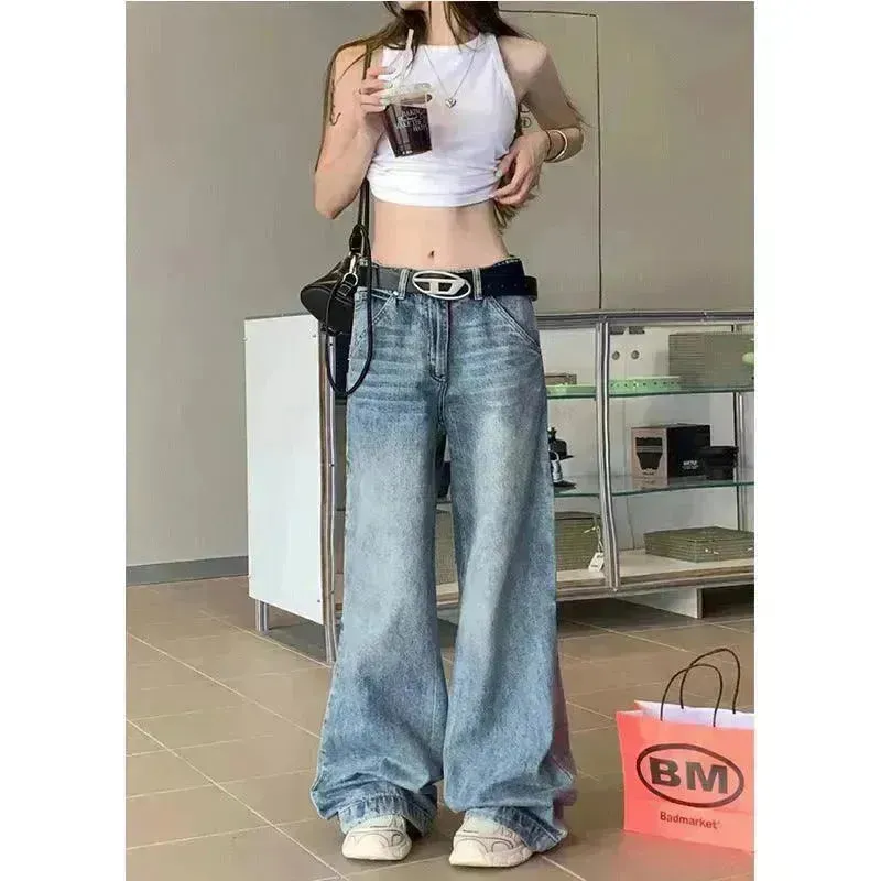 Wide leg  Baggy Cargo street Denim Jeans Pant Boyfriend jeans trouser