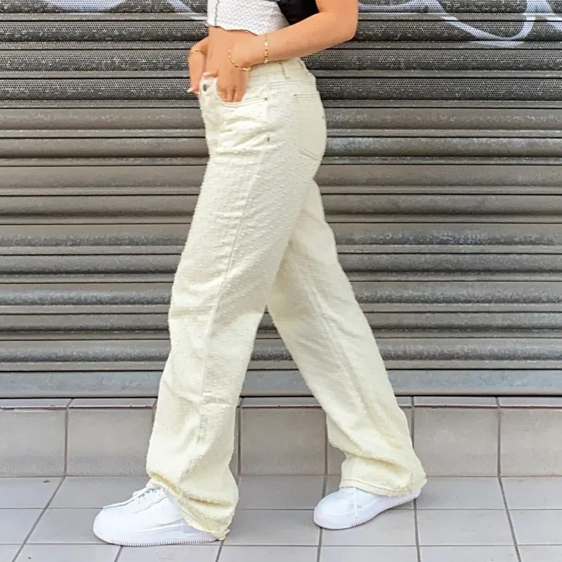 Wjczt Loose Ripped Jeans For Women Cool Oversize Low Waisted Wid Leg Pants 2022 New Fashion Spring Autumn Trousers Streetwear