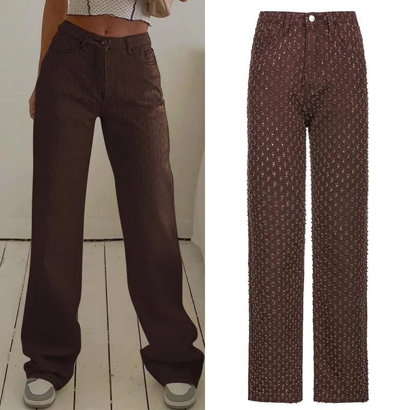 Wjczt Loose Ripped Jeans For Women Cool Oversize Low Waisted Wid Leg Pants 2022 New Fashion Spring Autumn Trousers Streetwear