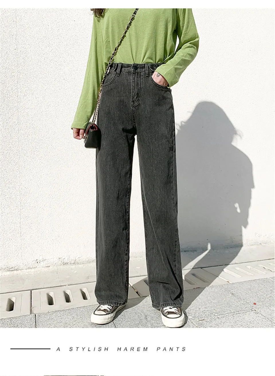 Wjczt Women Pant Woman Jeans High Waist Denim Pants Wide Leg Denim Clothing Blue Jeans Vintage Quality  Fashion Straight Pants