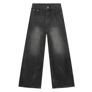 Worn Out Male Jeans Vintage Gradient Color Abrade Stripe Men Straight Denim Pants Wide Leg Trousers Spring Chic 9C4279