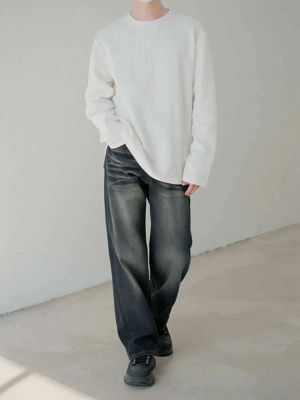 Zhou Gradient Rippled Fade Jeans