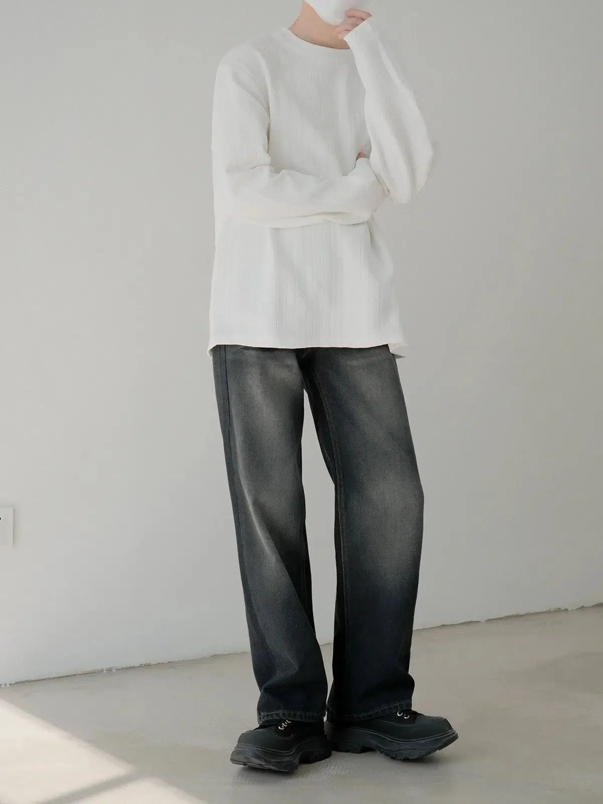 Zhou Gradient Rippled Fade Jeans